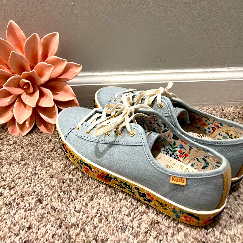 Keds x Rifle Paper Co. Triple Kick Rosalie Embroidered Jute